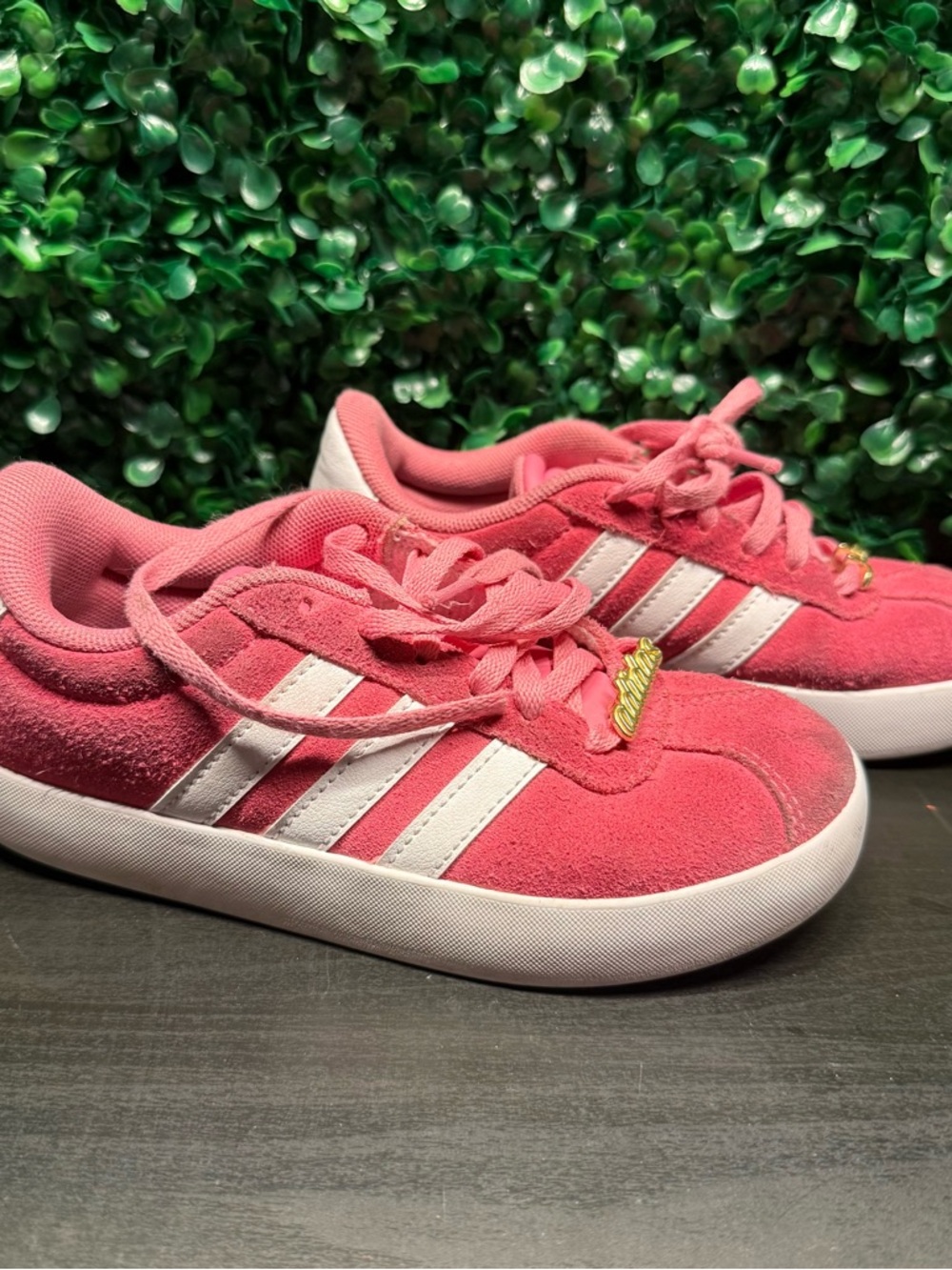 Adidas Kids Pink Suede Sneakers with White Stripes (I don't want 2 clean)